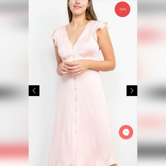 Sage Collective Ruffled Sleeve V-Neck Formal Dress. Size 14. Soft Pink - Picture 7 of 15